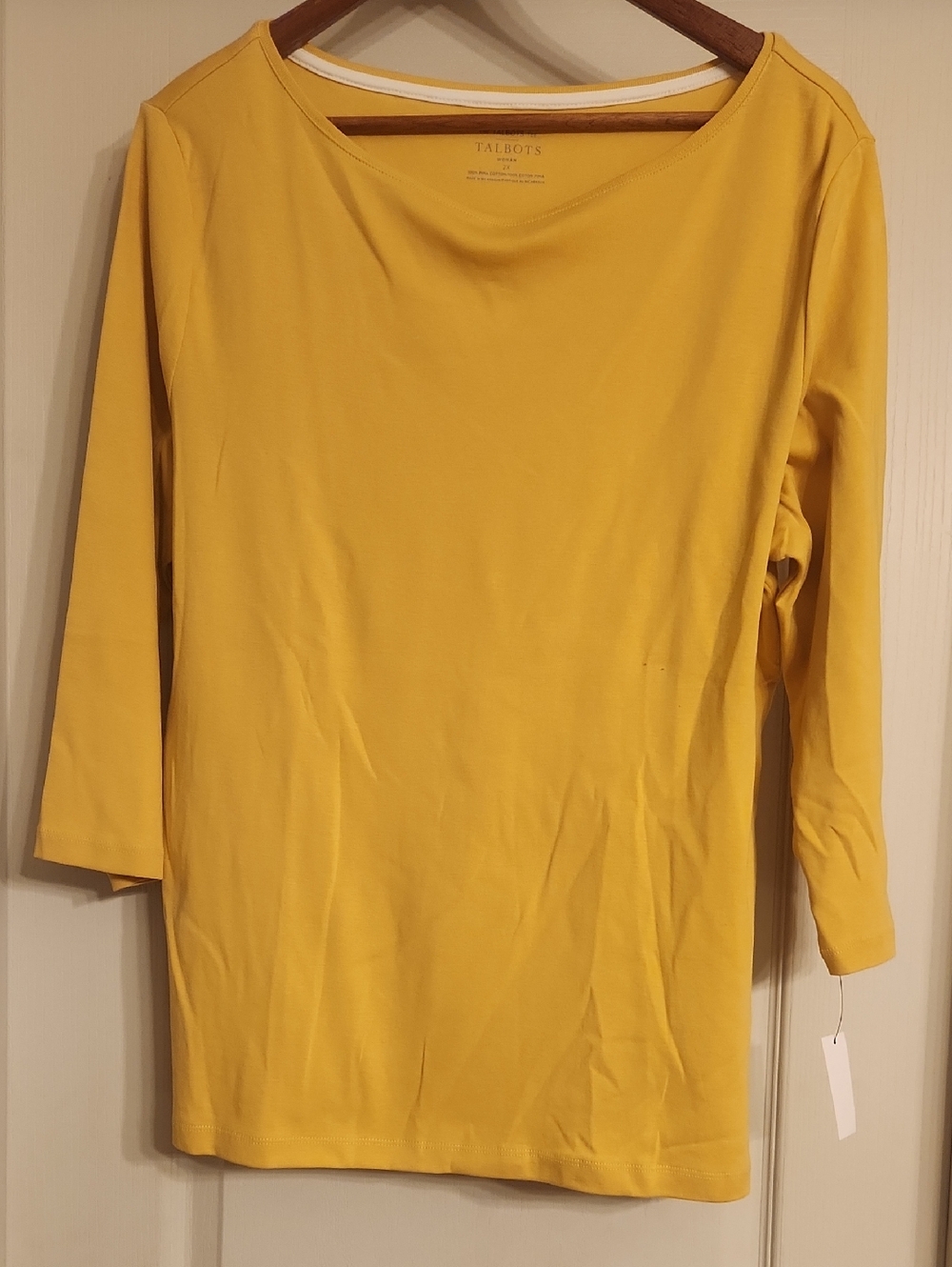 Talbots Yellow Boatneck 3/4 Sleeve Top 2X